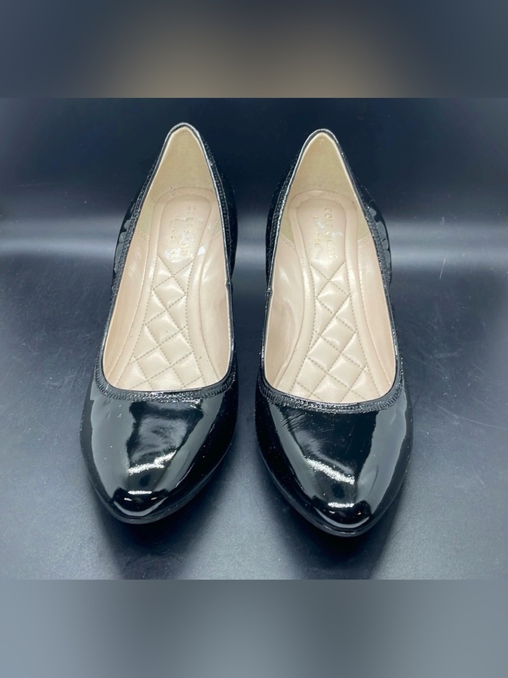 Cole Haan Black Emory Patent Leather Wedge Heels Size 6.5